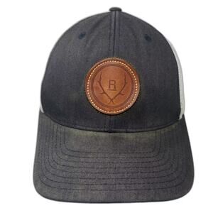 YOU KNOW. Trucker Hat Black White OS Leather Patch Antler Logo Adjustable Hat